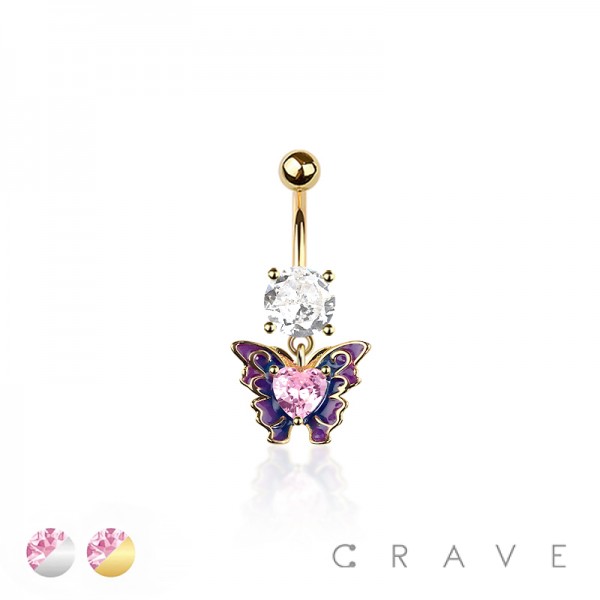 316L SURGICAL STEEL WAVY BUTTERLFY BELLY BUTTON NAVEL RING 